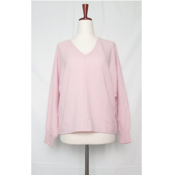 Anthropologie Pilcro V-Neck Open-Back 100% Cashmere Sweater Pink - Small - Picture 3 of 10